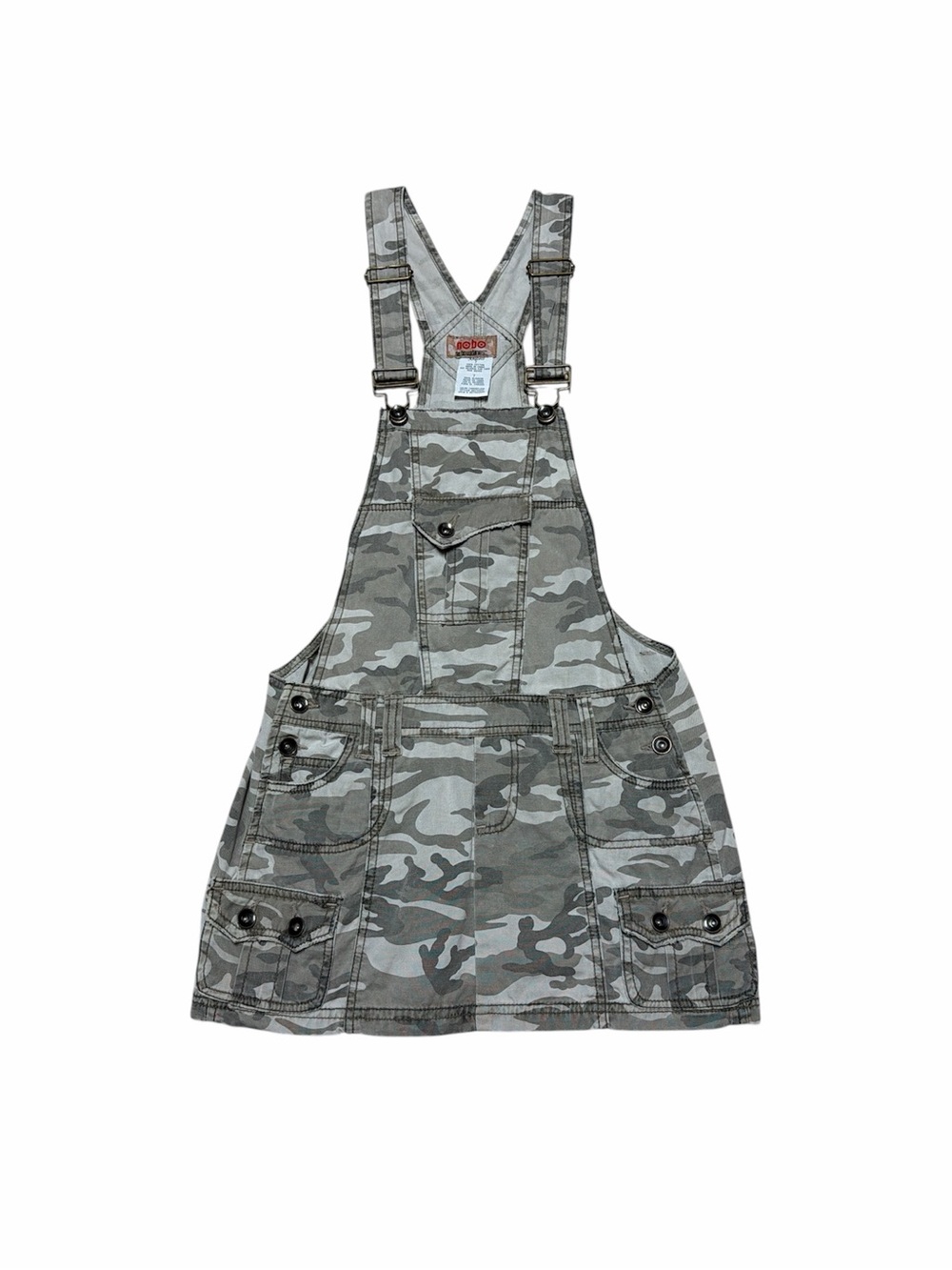 Y2K NoBo Mini Skirt Overalls Women 7 No Boundaries Cargo Camouflage Dress Jumper